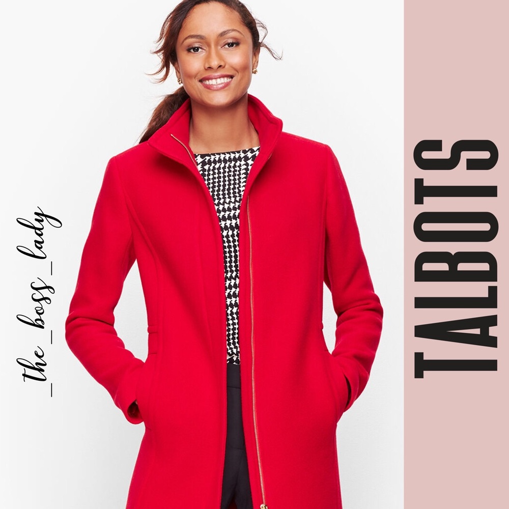 NWOT TALBOTS ALBURY ITALIAN WOOL STADIUM COAT red jacket outwear size 16